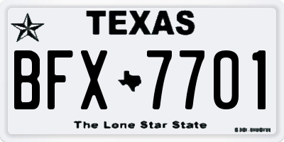 TX license plate BFX7701