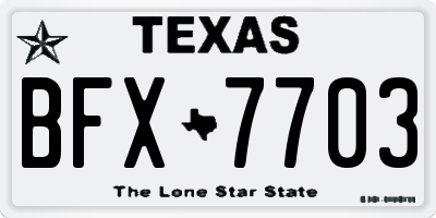 TX license plate BFX7703