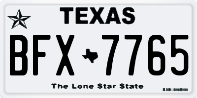 TX license plate BFX7765