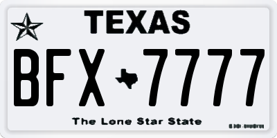 TX license plate BFX7777