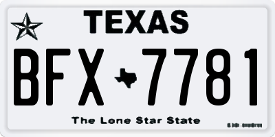 TX license plate BFX7781