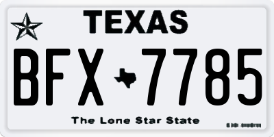 TX license plate BFX7785
