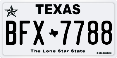 TX license plate BFX7788
