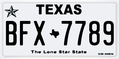 TX license plate BFX7789