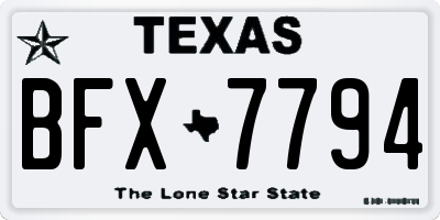TX license plate BFX7794