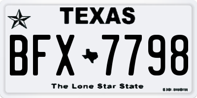 TX license plate BFX7798