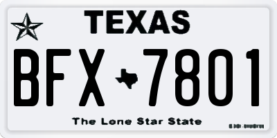 TX license plate BFX7801