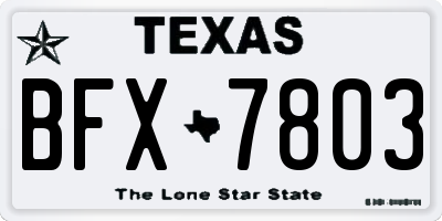 TX license plate BFX7803