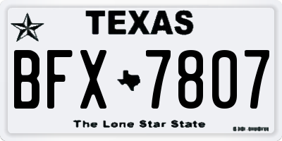 TX license plate BFX7807