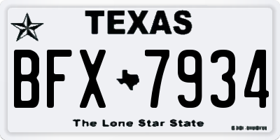 TX license plate BFX7934