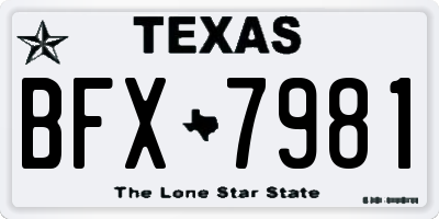 TX license plate BFX7981