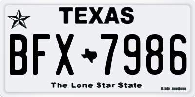 TX license plate BFX7986