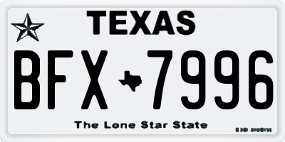 TX license plate BFX7996