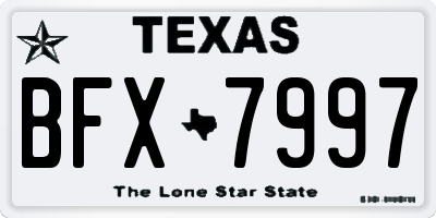 TX license plate BFX7997