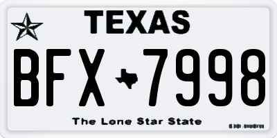TX license plate BFX7998