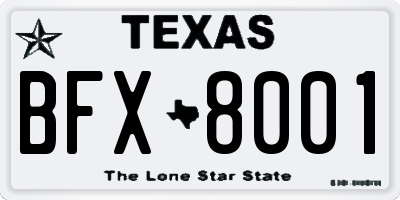 TX license plate BFX8001