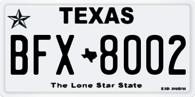 TX license plate BFX8002
