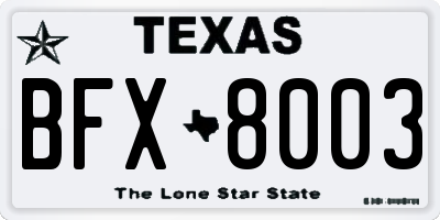 TX license plate BFX8003