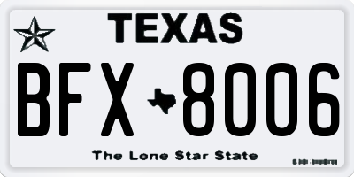 TX license plate BFX8006
