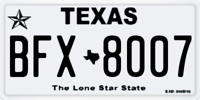 TX license plate BFX8007