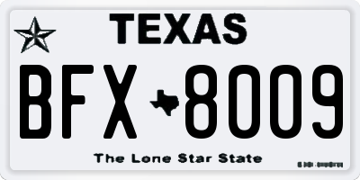 TX license plate BFX8009