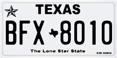 TX license plate BFX8010