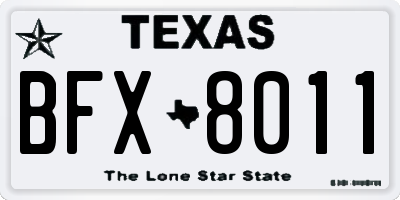 TX license plate BFX8011