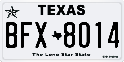 TX license plate BFX8014