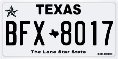TX license plate BFX8017