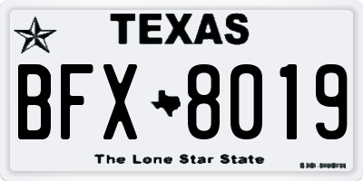 TX license plate BFX8019