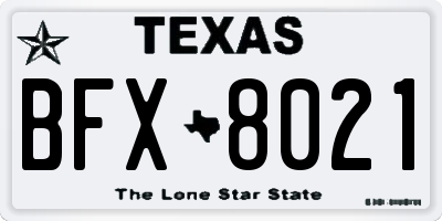 TX license plate BFX8021