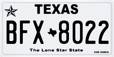 TX license plate BFX8022