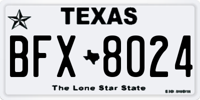 TX license plate BFX8024