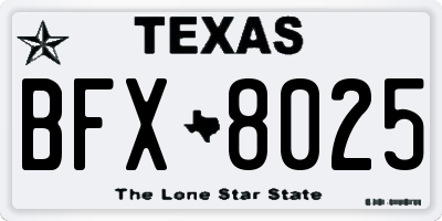 TX license plate BFX8025