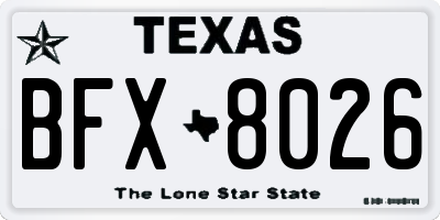 TX license plate BFX8026