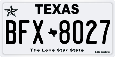 TX license plate BFX8027