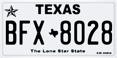 TX license plate BFX8028
