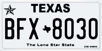 TX license plate BFX8030