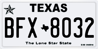 TX license plate BFX8032