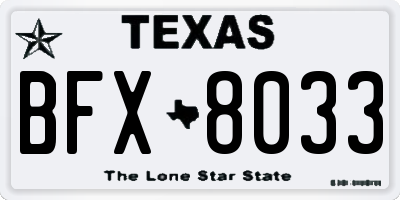 TX license plate BFX8033