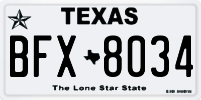 TX license plate BFX8034