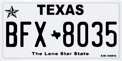 TX license plate BFX8035