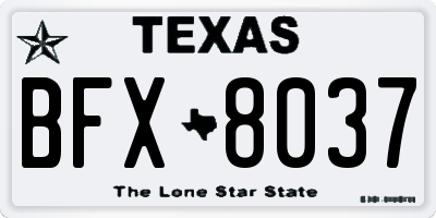 TX license plate BFX8037