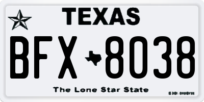 TX license plate BFX8038