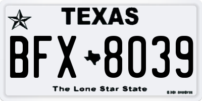 TX license plate BFX8039