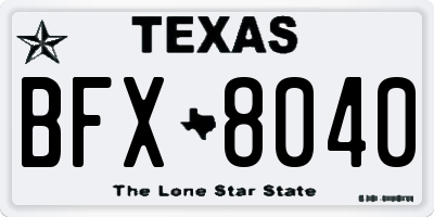 TX license plate BFX8040