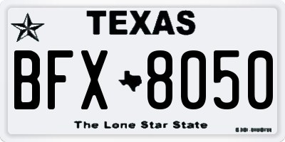 TX license plate BFX8050