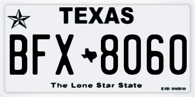 TX license plate BFX8060