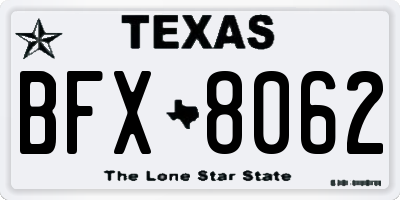 TX license plate BFX8062