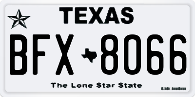 TX license plate BFX8066